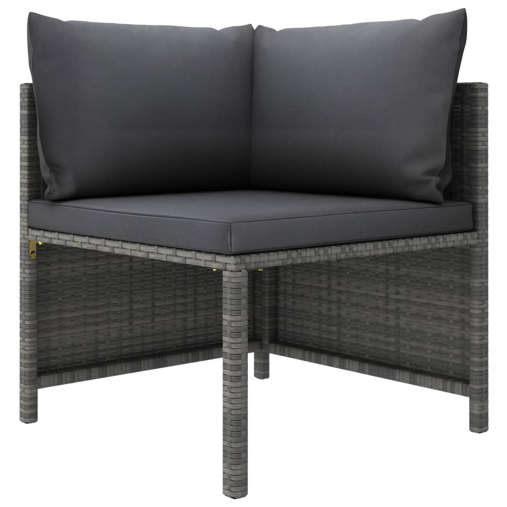 10 Piece Garden Lounge Set with Cushions Poly Rattan Grey - Newstart Furniture