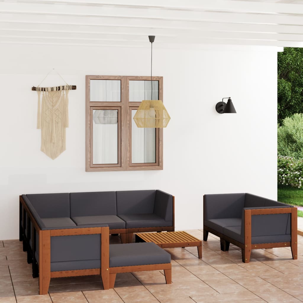 10 Piece Garden Lounge Set with Cushions Solid Acacia Wood - Newstart Furniture