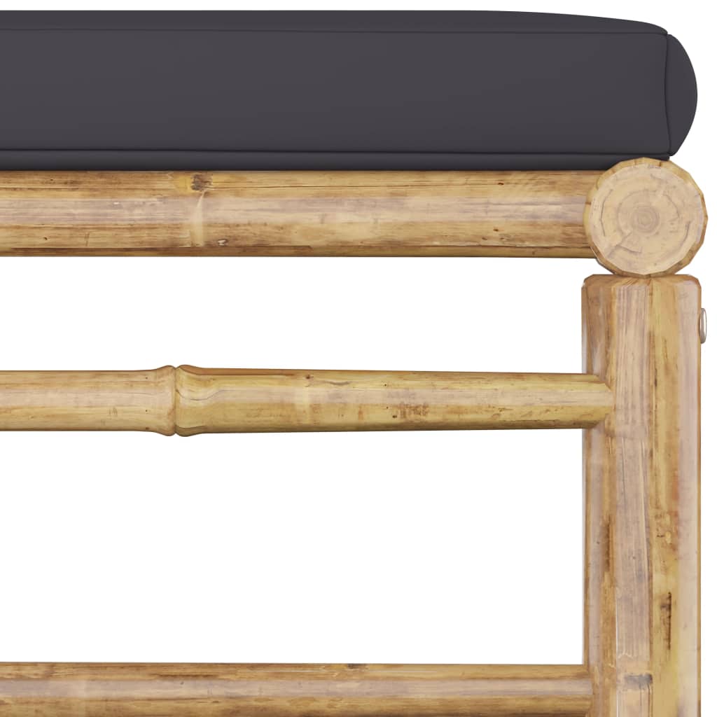 10 Piece Garden Lounge Set with Dark Grey Cushions Bamboo - Newstart Furniture