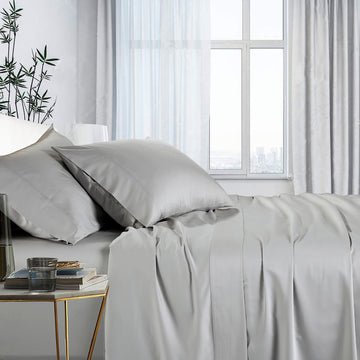 1000tc bamboo cotton sheet set silver double - Newstart Furniture