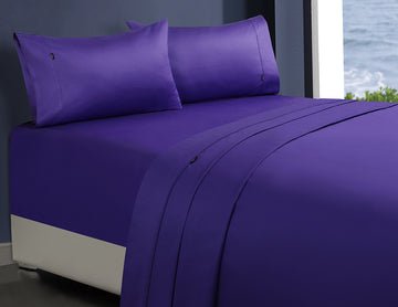 1000tc egyptian cotton 1 fitted sheet and 2 pillowcases mega queen violet - Newstart Furniture