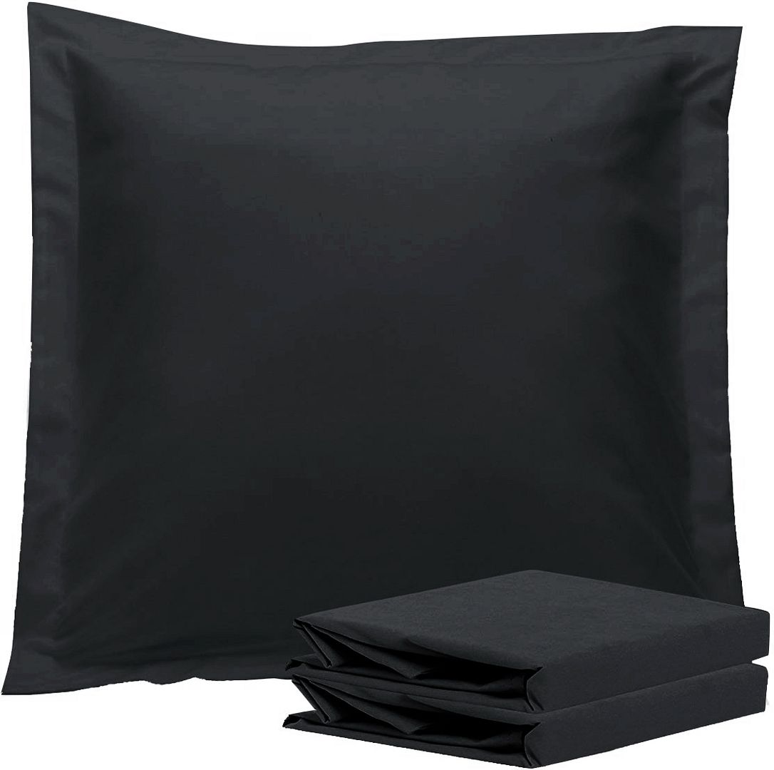 1000TC Premium Ultra Soft European Pillowcases 2-Pack Black - Newstart Furniture