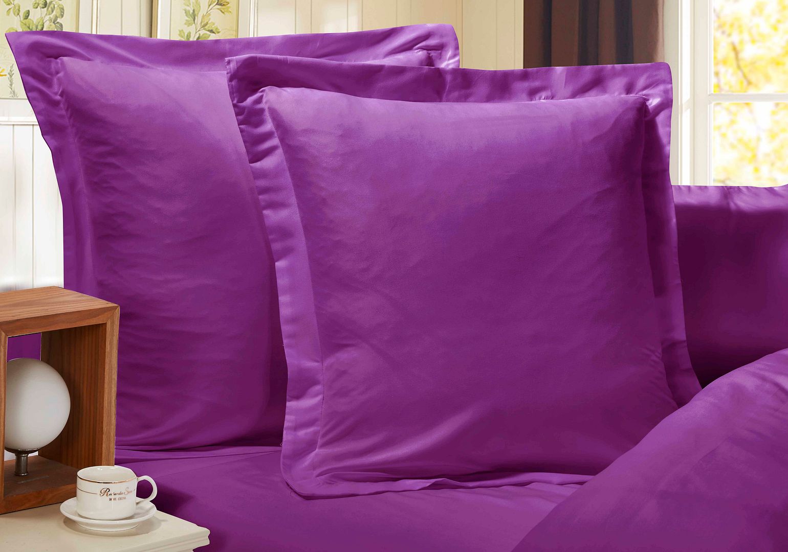 1000TC Premium Ultra Soft European Pillowcases 2-Pack Purple - Newstart Furniture