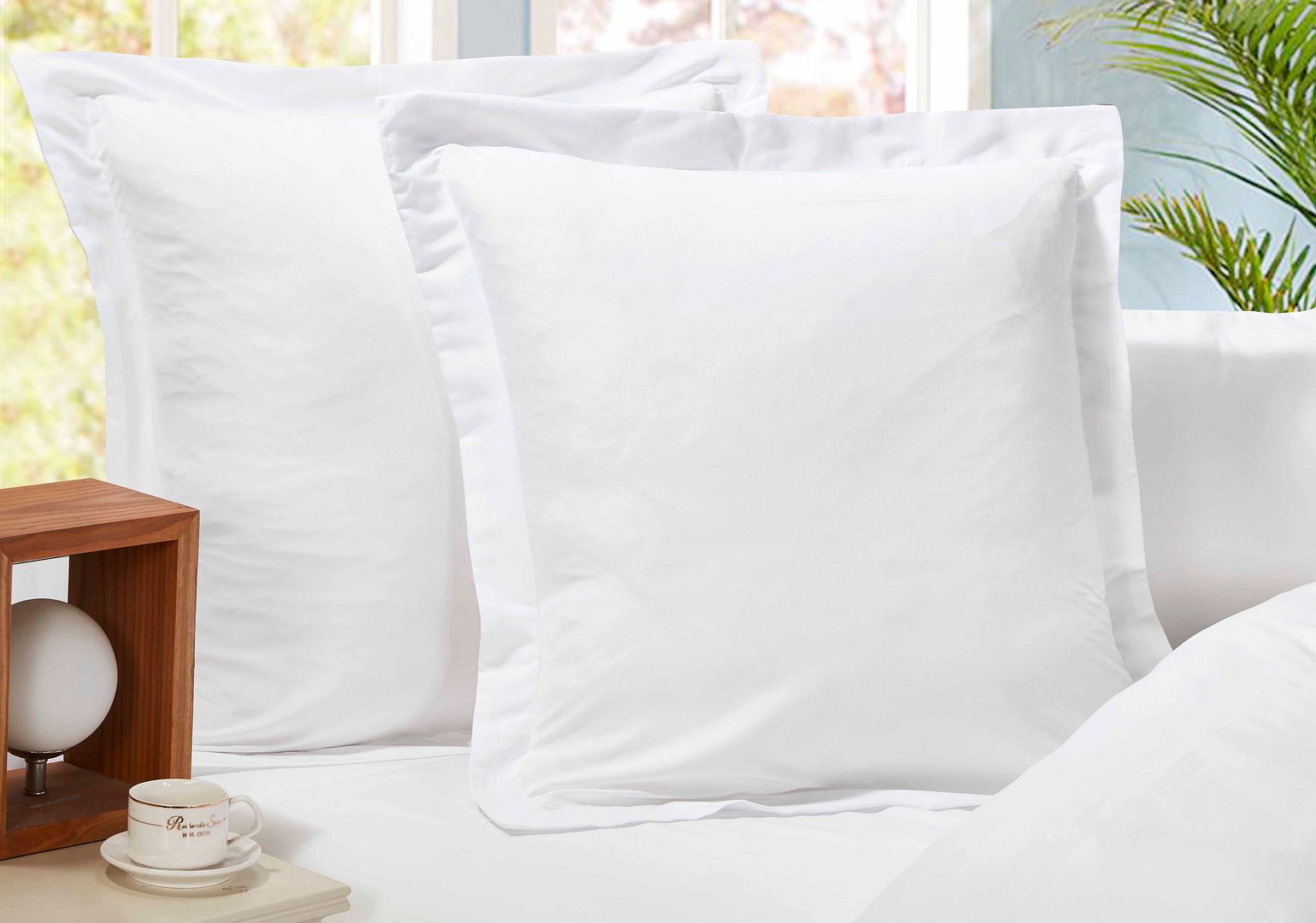 1000TC Premium Ultra Soft European Pillowcases 2-Pack White - Newstart Furniture