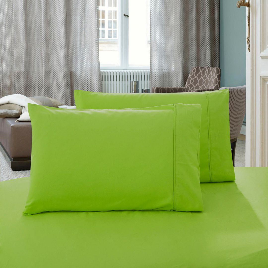 1000TC Premium Ultra Soft King size Pillowcases 2-Pack - Green - Newstart Furniture