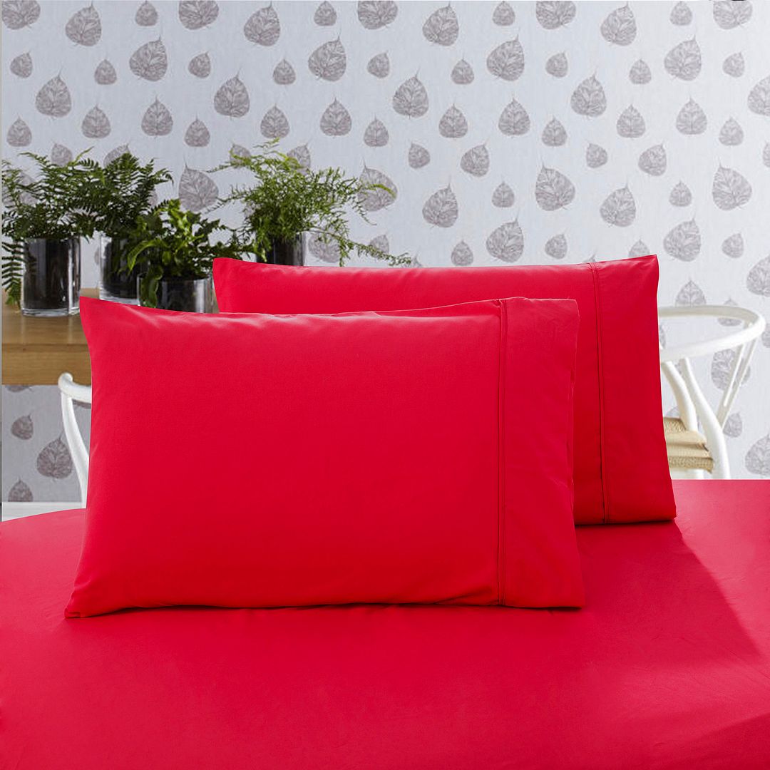 1000TC Premium Ultra Soft King size Pillowcases 2-Pack - Red - Newstart Furniture