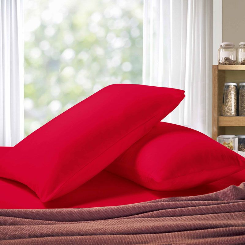 1000TC Premium Ultra Soft King size Pillowcases 2-Pack - Red - Newstart Furniture