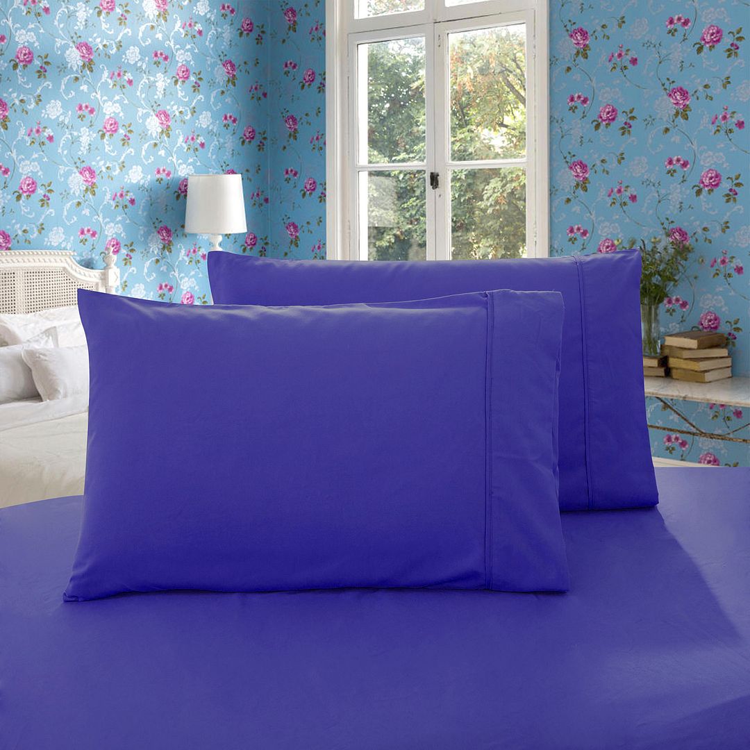 1000TC Premium Ultra Soft King size Pillowcases 2-Pack - Royal Blue - Newstart Furniture