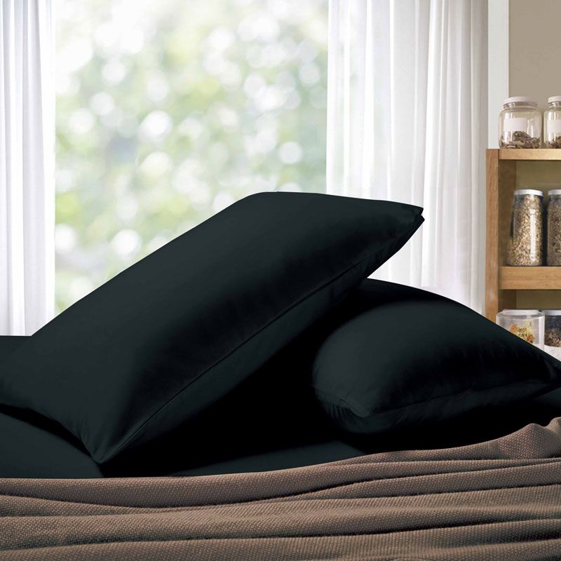 1000TC Premium Ultra Soft Queen size Pillowcases 2-Pack - Black - Newstart Furniture