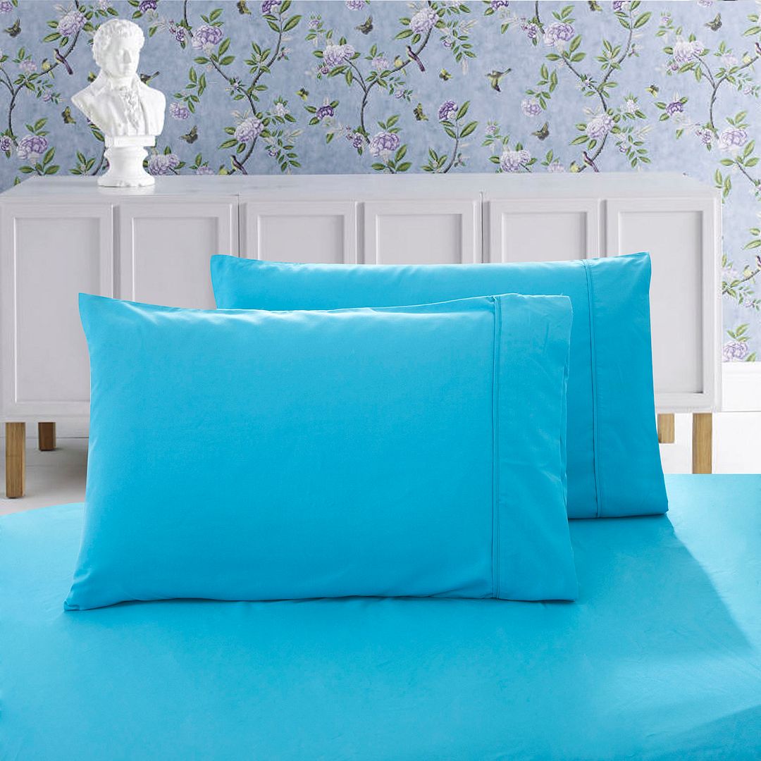 1000TC Premium Ultra Soft Queen size Pillowcases 2-Pack - Light Blue - Newstart Furniture