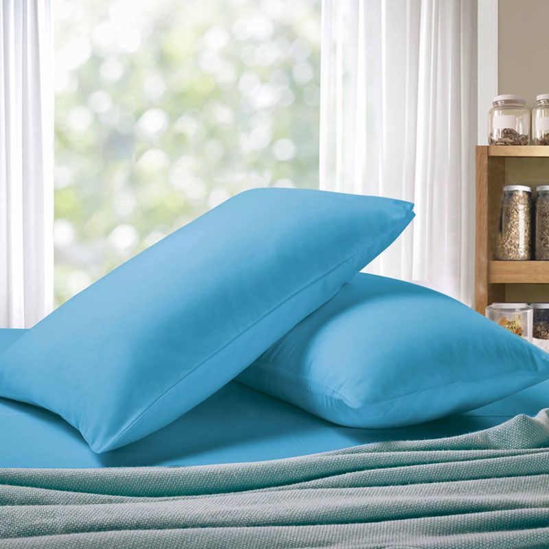 1000TC Premium Ultra Soft Queen size Pillowcases 2-Pack - Light Blue - Newstart Furniture