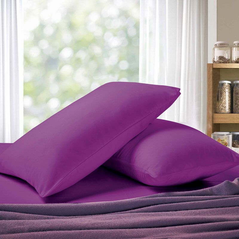 1000TC Premium Ultra Soft Queen size Pillowcases 2-Pack - Purple - Newstart Furniture