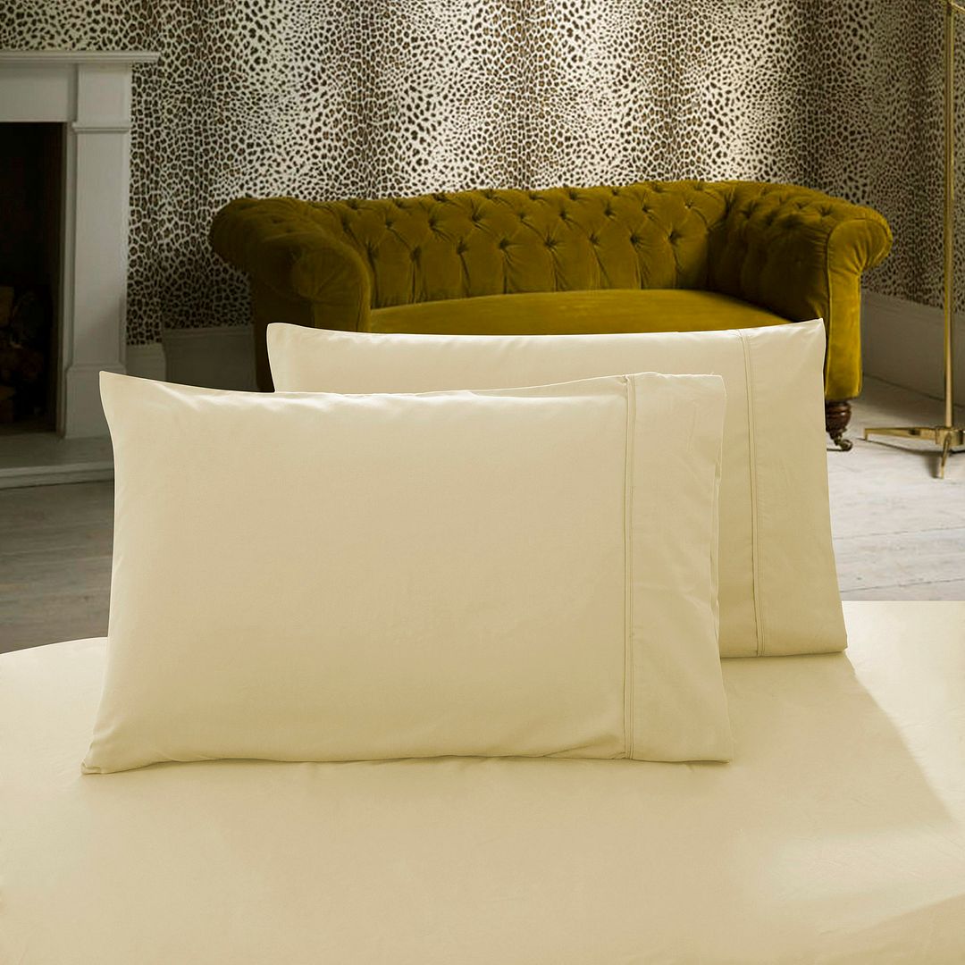 1000TC Premium Ultra Soft Queen size Pillowcases 2-Pack - Yellow Cream - Newstart Furniture