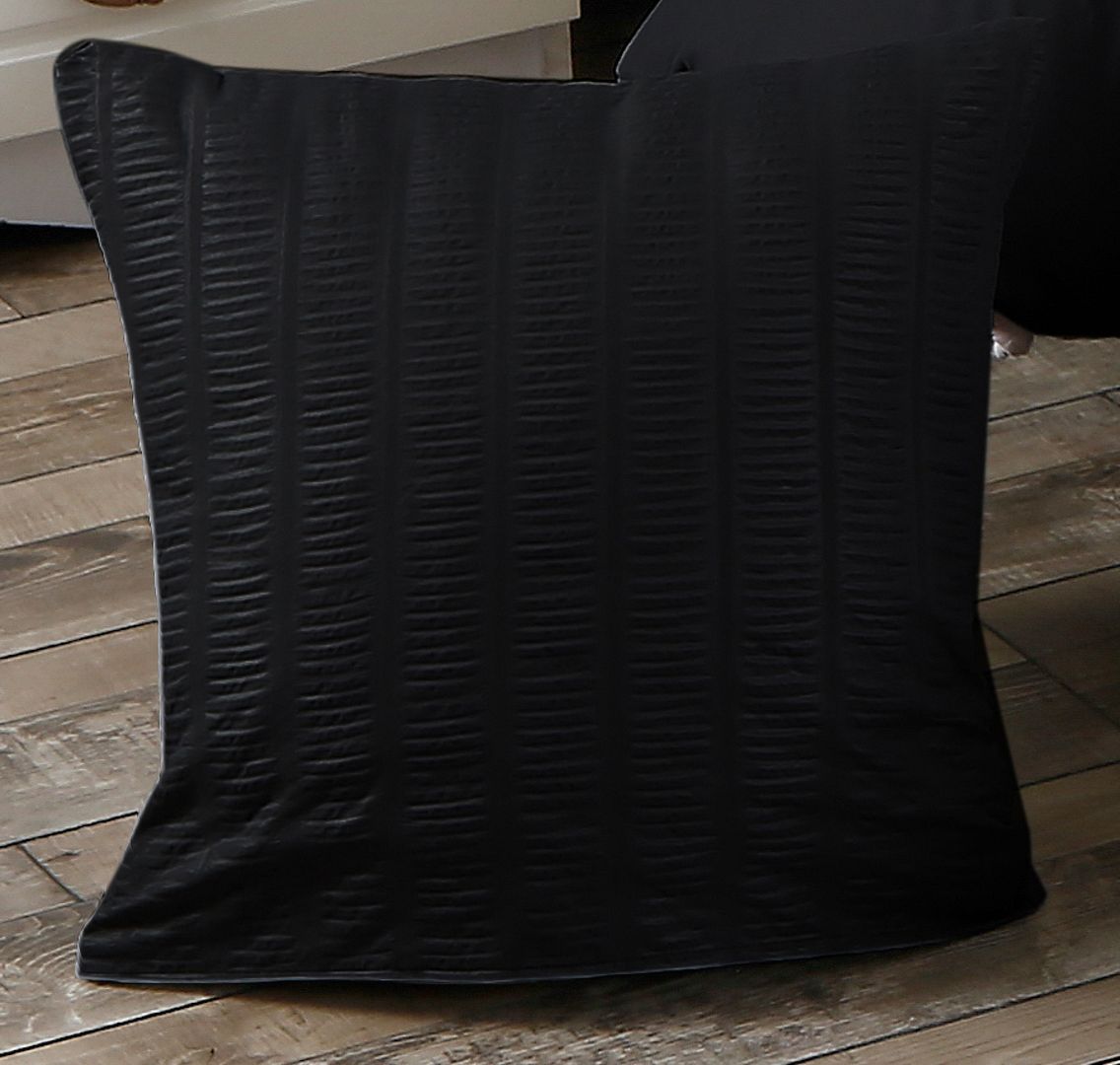 1000TC Premium Ultra Soft Seersucker Cushion Covers - 2 Pack - Black - Newstart Furniture