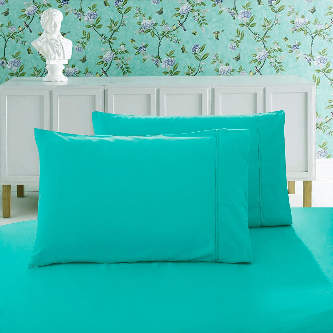 1000TC Premium Ultra Soft Standrad size Pillowcases 2-Pack - Teal - Newstart Furniture