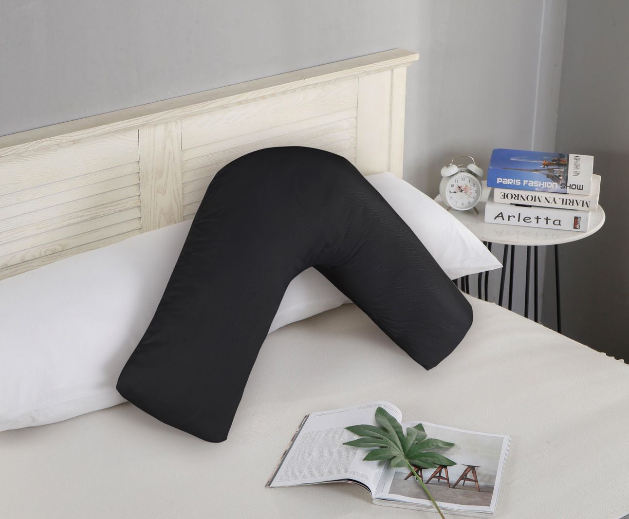 1000TC Premium Ultra Soft V SHAPE Pillowcase - Black - Newstart Furniture
