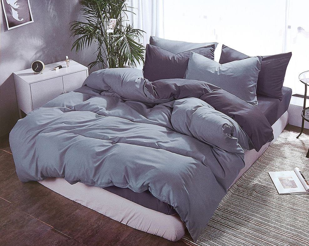 1000TC Reversible Super King Size Grey Duvet Doona Quilt Cover Set - Newstart Furniture