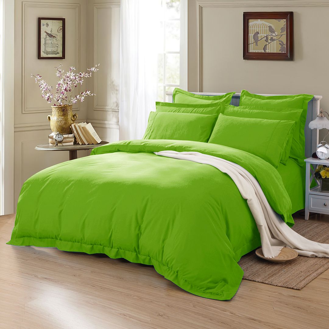 1000TC Tailored Queen Size Green Duvet Doona Quilt Cover Set - Newstart Furniture