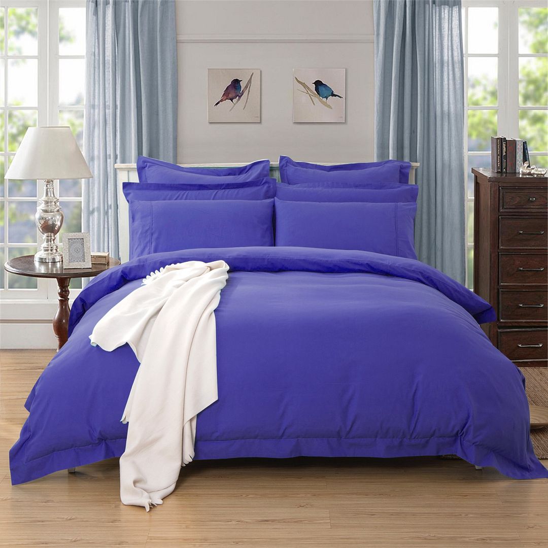 1000TC Tailored Queen Size Royal Blue Duvet Doona Quilt Cover Set - Newstart Furniture
