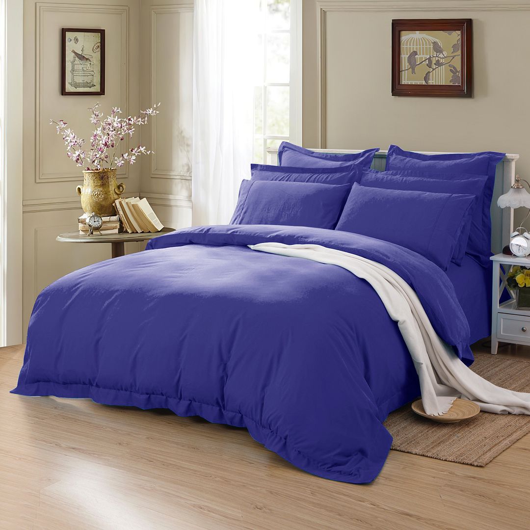 1000TC Tailored Queen Size Royal Blue Duvet Doona Quilt Cover Set - Newstart Furniture