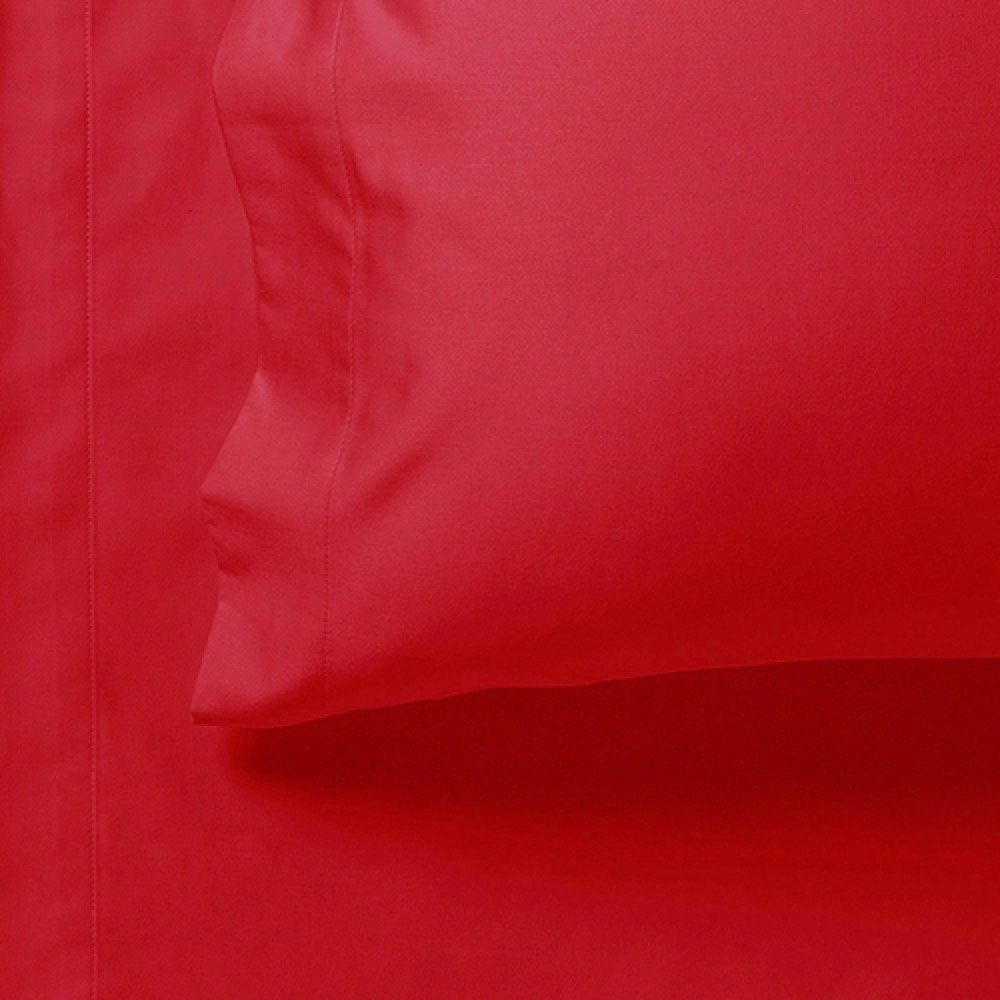 1000TC Ultra Soft Fitted Sheet & 2 Pillowcases Set - Super King Size Bed - Red - Newstart Furniture