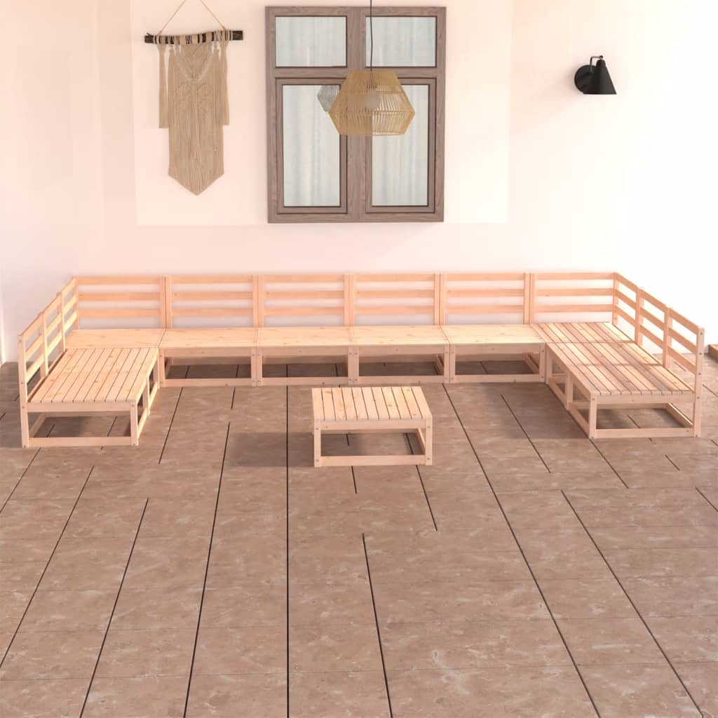 11 Piece Garden Lounge Set Solid Pinewood - Newstart Furniture