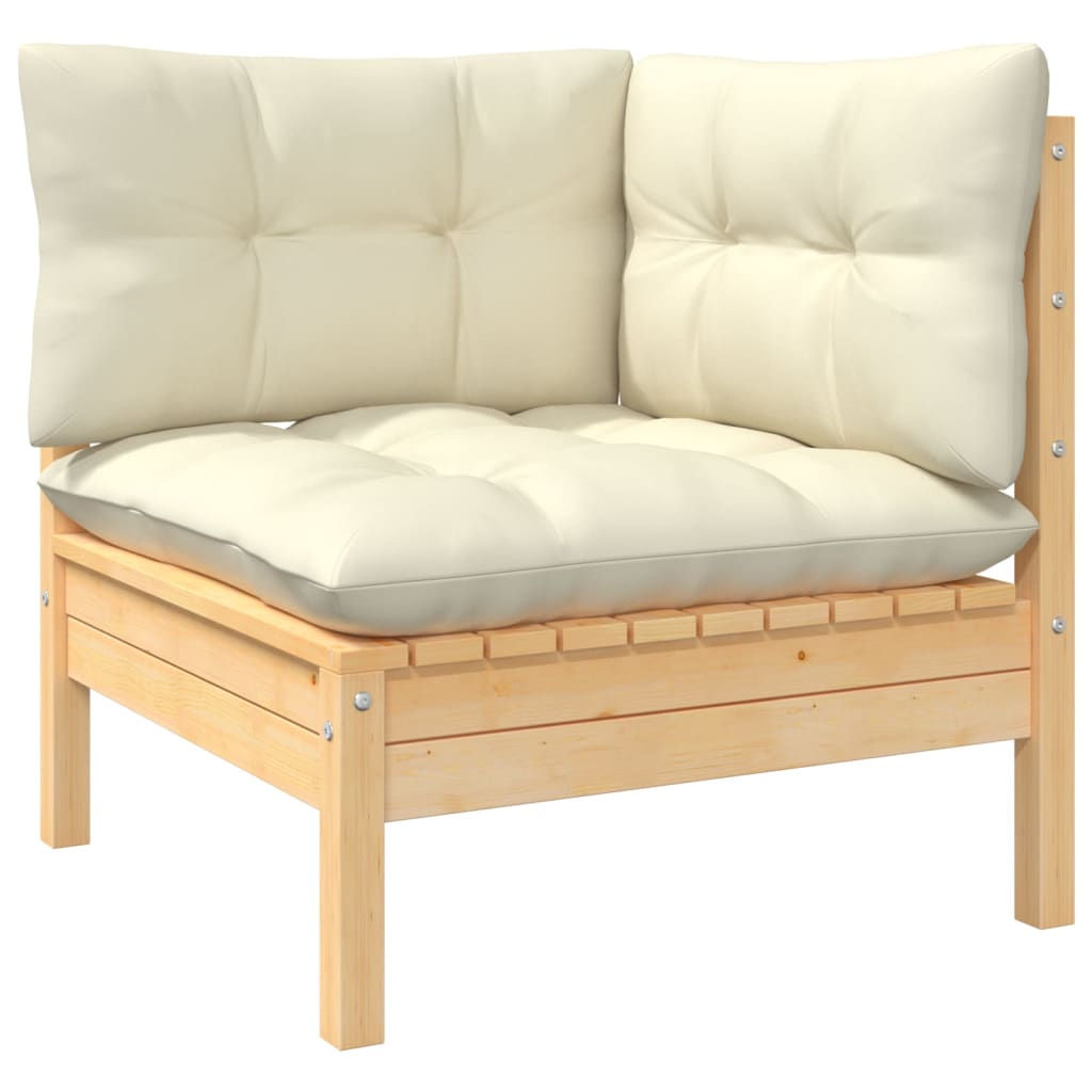 11 Piece Garden Lounge Set with Cream Cushions Pinewood - Newstart Furniture