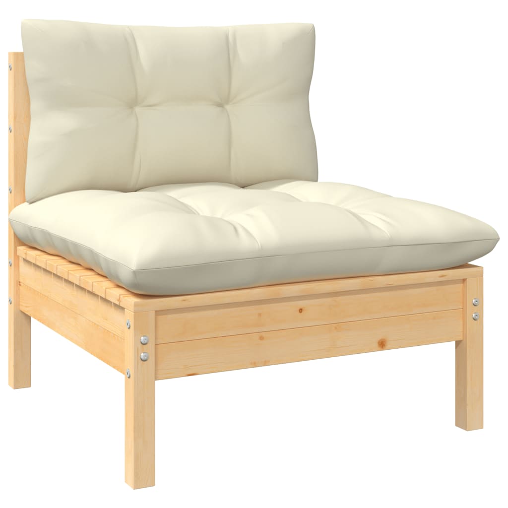 11 Piece Garden Lounge Set with Cream Cushions Pinewood - Newstart Furniture