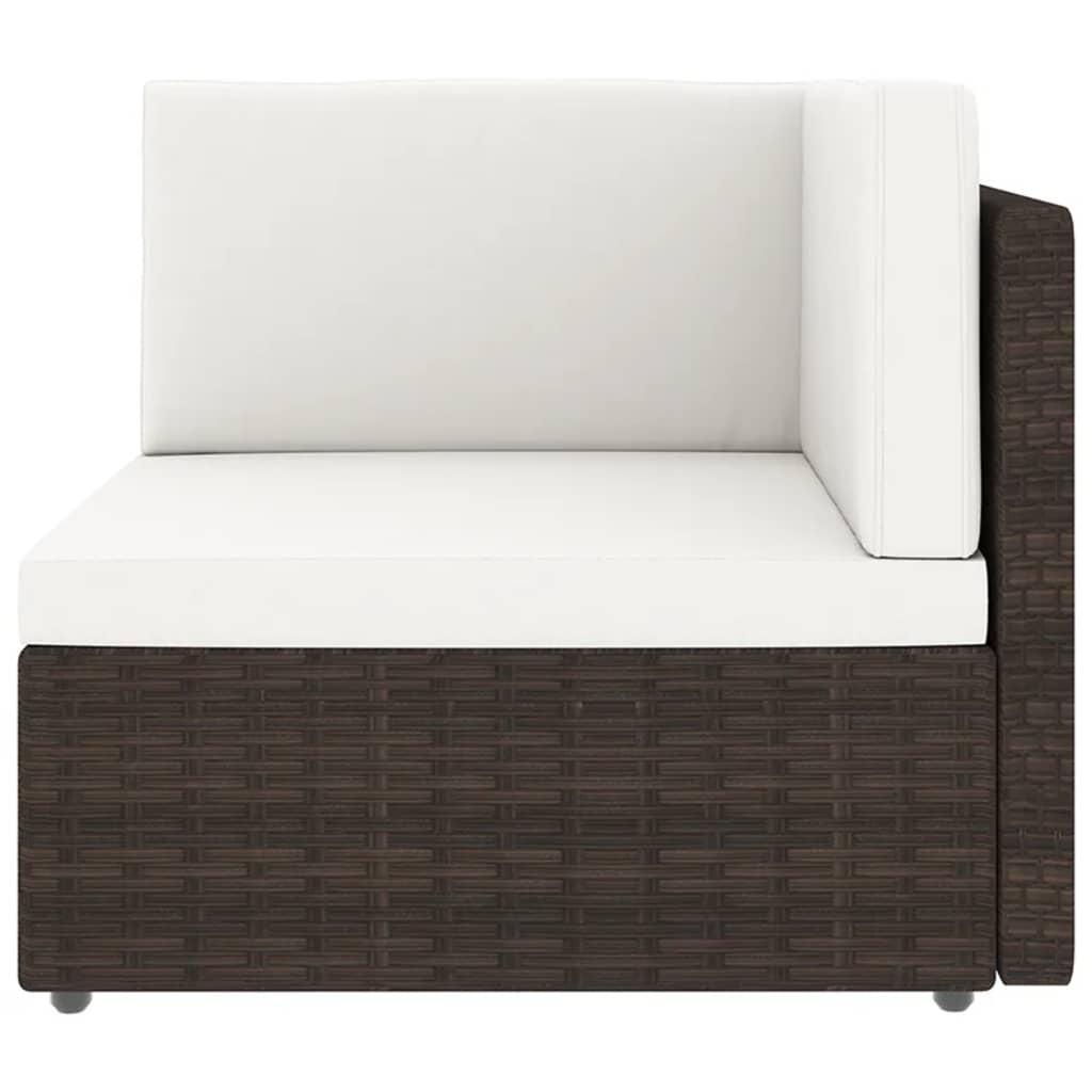 11 Piece Garden Lounge Set with Cushions Brown Poly Rattan - Newstart Furniture