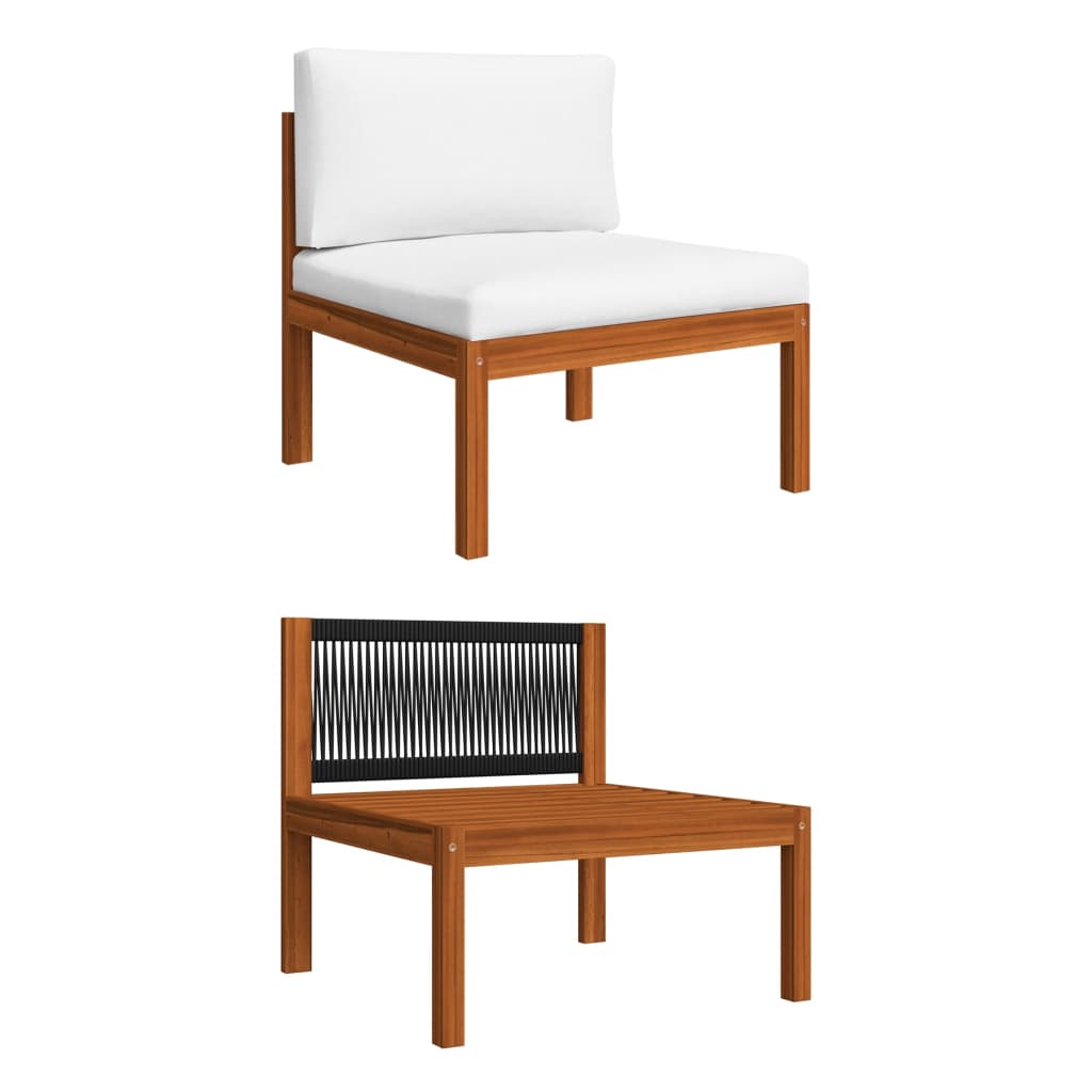 11 Piece Garden Lounge Set with Cushions Cream Solid Acacia Wood - Newstart Furniture