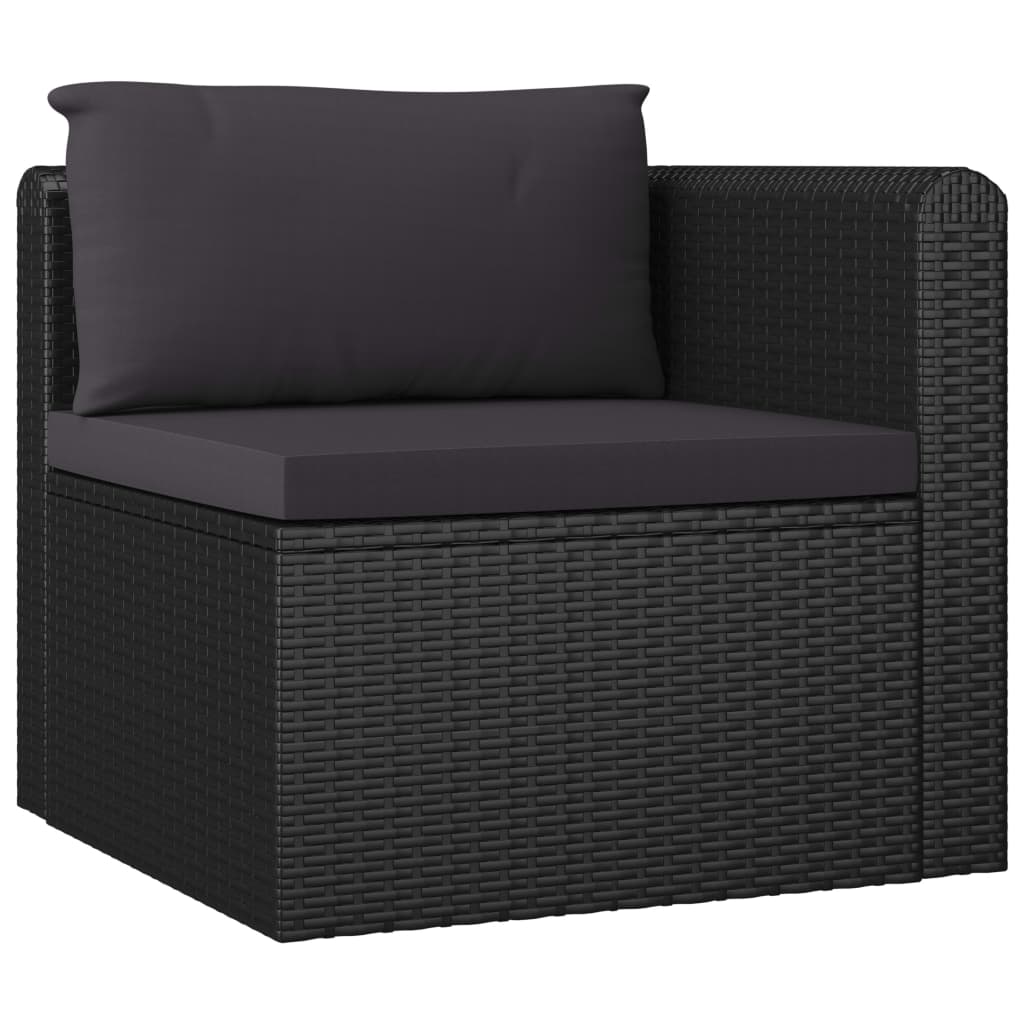 11 Piece Garden Lounge Set with Cushions Poly Rattan Black - Newstart Furniture