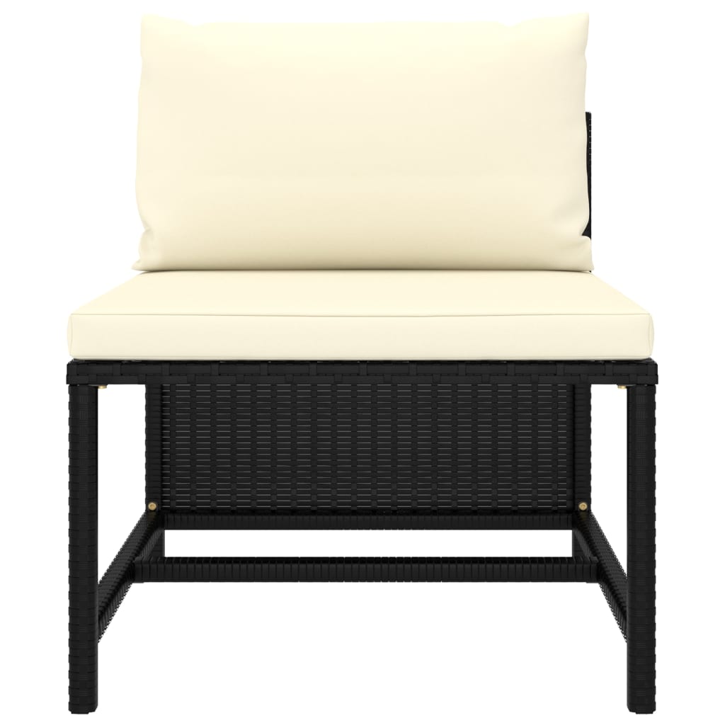 11 Piece Garden Lounge Set with Cushions Poly Rattan Black - Newstart Furniture