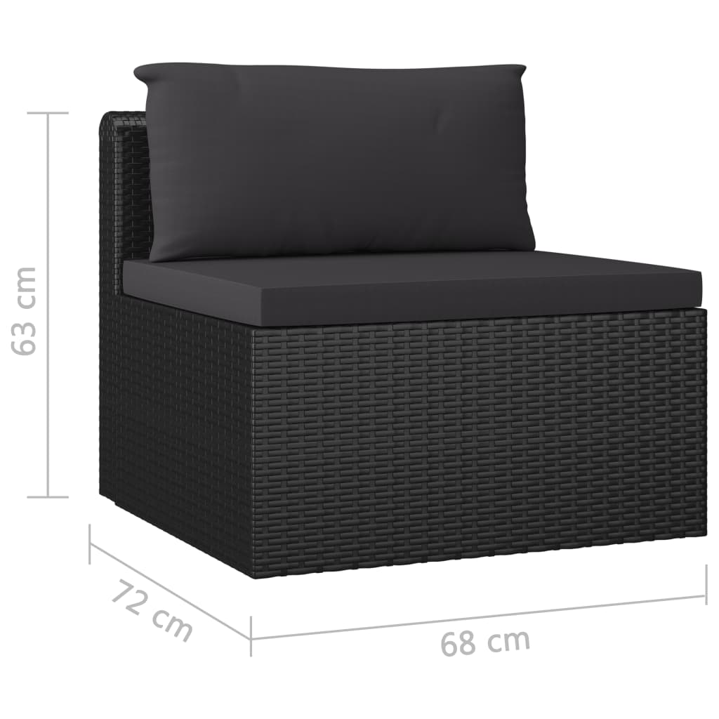 11 Piece Garden Lounge Set with Cushions Poly Rattan Black - Newstart Furniture