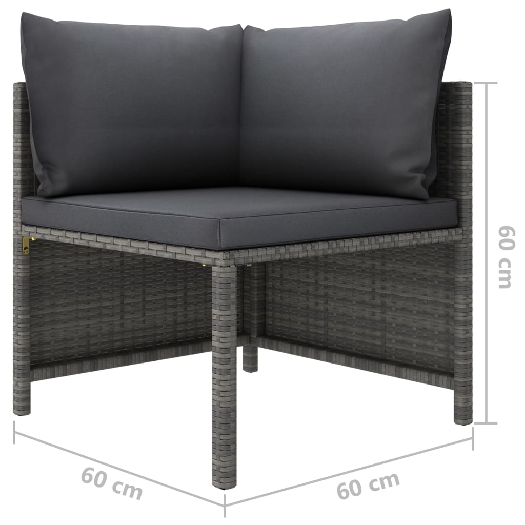 11 Piece Garden Lounge Set with Cushions Poly Rattan Grey - Newstart Furniture