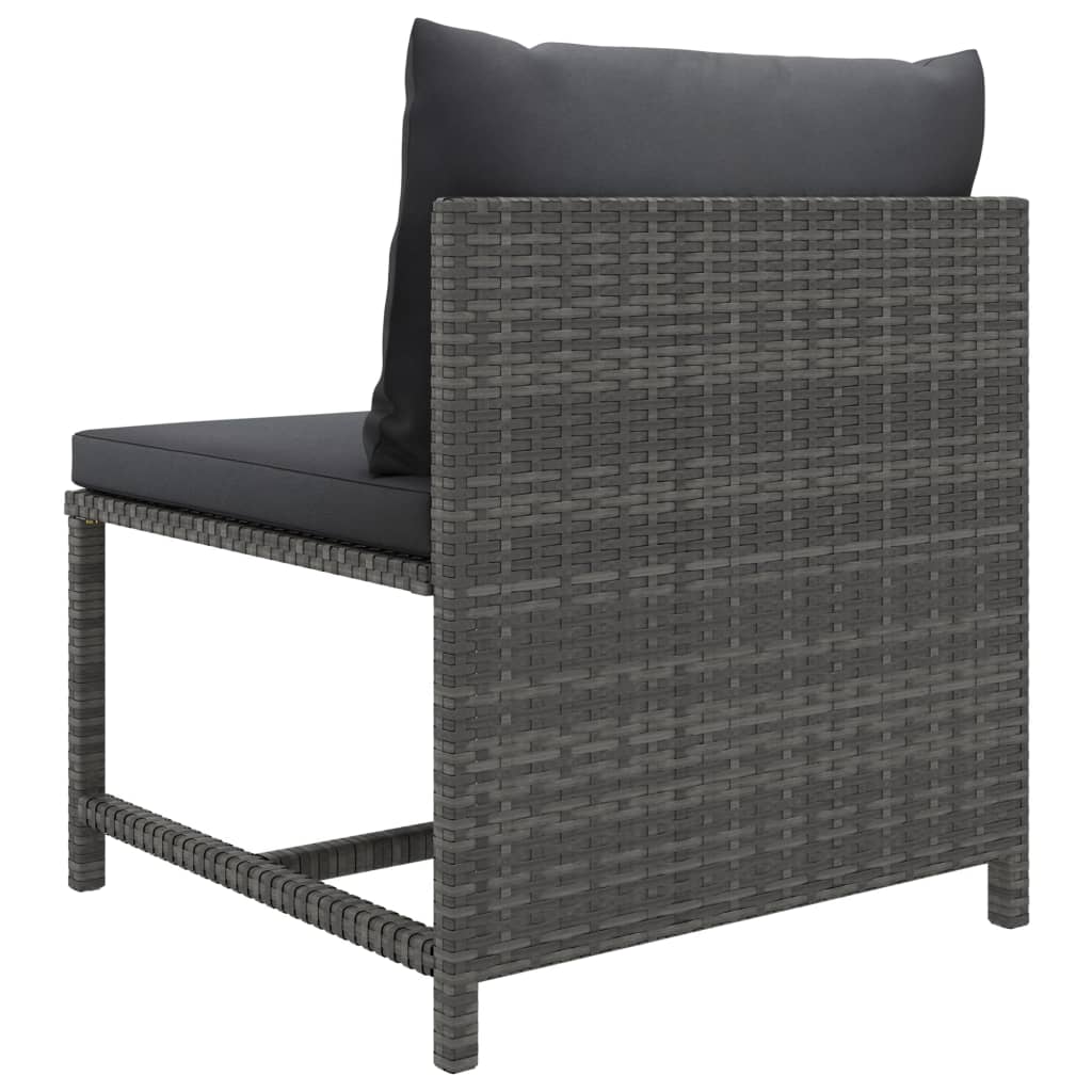 11 Piece Garden Lounge Set with Cushions Poly Rattan Grey - Newstart Furniture