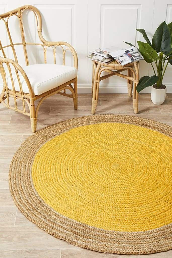 Atrium Polo Round Yellow Floor Rug - Newstart Furniture
