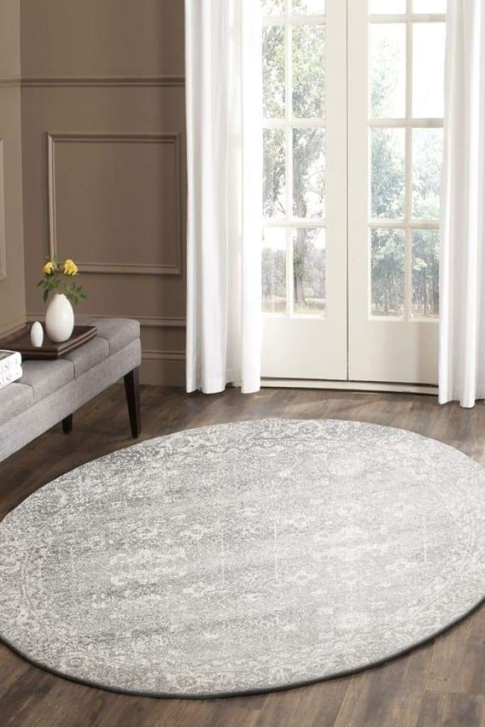 Evoke Shine Silver Transitional Round Rug - Newstart Furniture