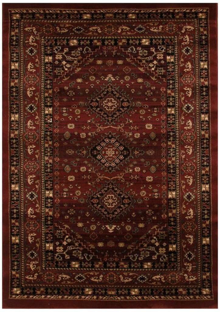 Istanbul Collection Traditional Shiraz Design Burgundy Red Floor Rug - Newstart Furniture
