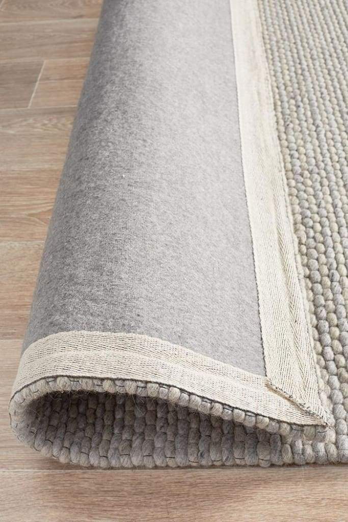 Studio Oskar Felted Wool Striped Floor Rug Grey - Newstart Furniture