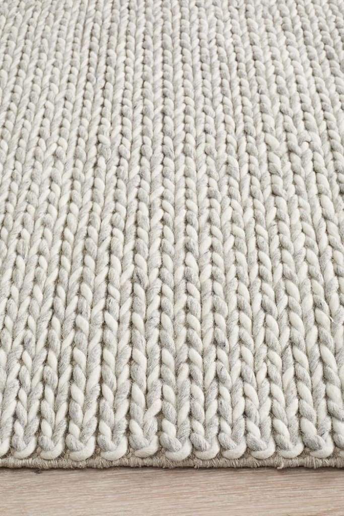 Studio Helena Woven Wool Floor Rug Grey White - Newstart Furniture