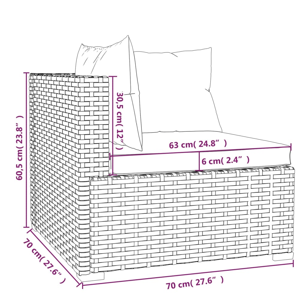 12 Piece Garden Lounge Set with Cushions Black Poly Rattan - Newstart Furniture