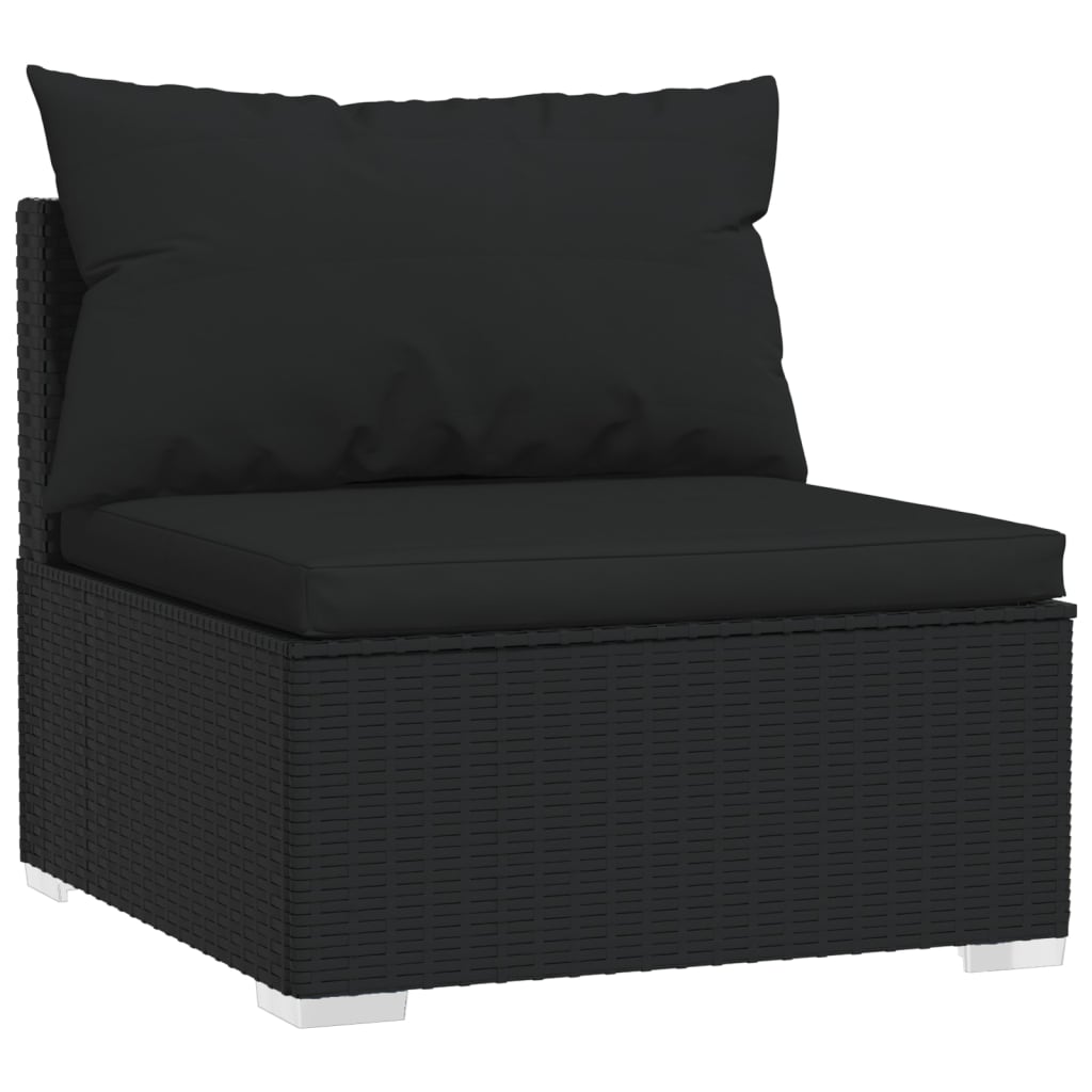 12 Piece Garden Lounge Set with Cushions Black Poly Rattan - Newstart Furniture