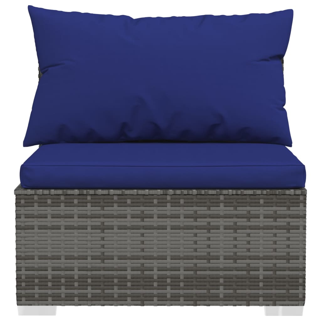 12 Piece Garden Lounge Set with Cushions Grey Poly Rattan - Newstart Furniture