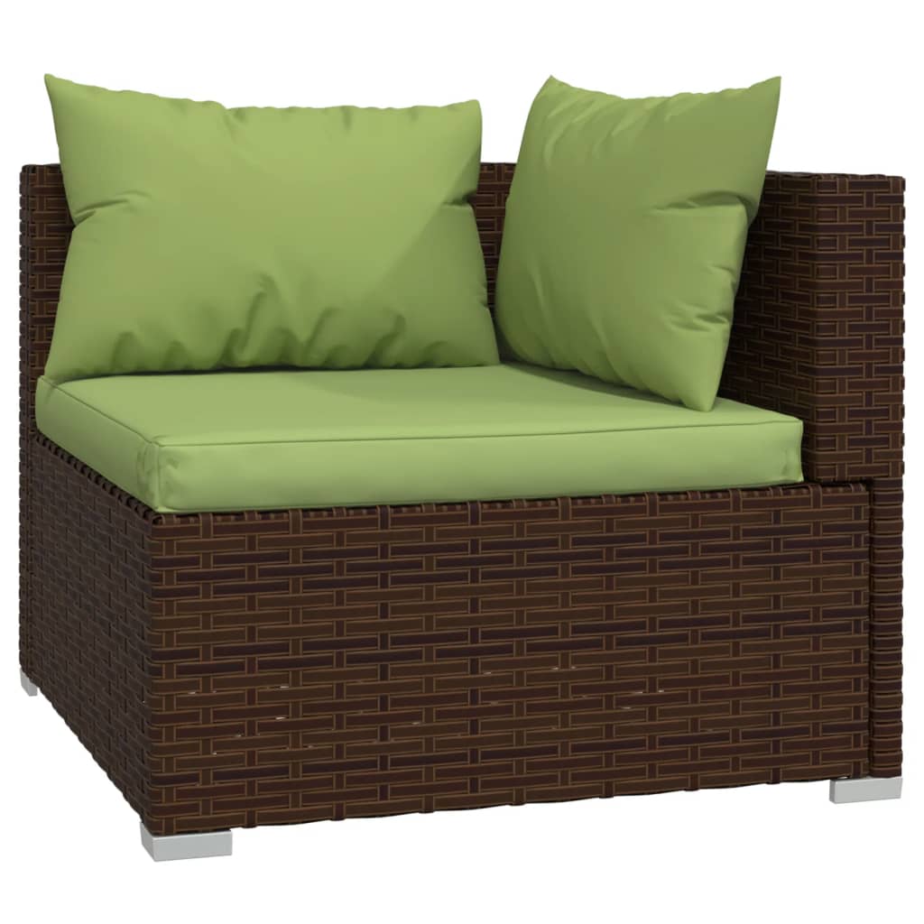 12 Piece Garden Lounge Set with Cushions Poly Rattan Brown - Newstart Furniture