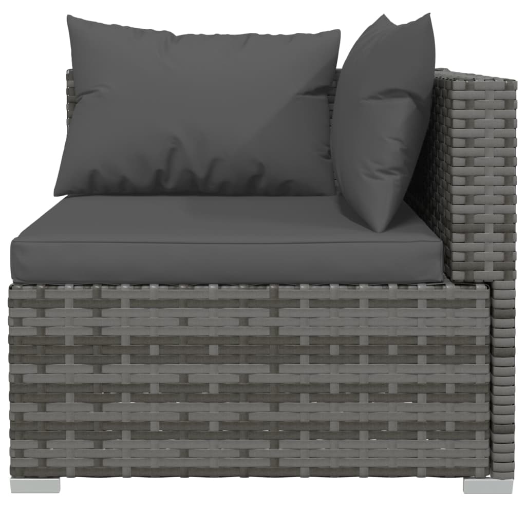 12 Piece Garden Lounge Set with Cushions Poly Rattan Grey - Newstart Furniture