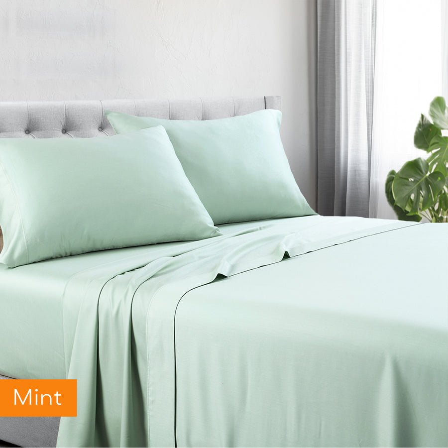 1200tc hotel quality cotton rich sheet set double mint - Newstart Furniture