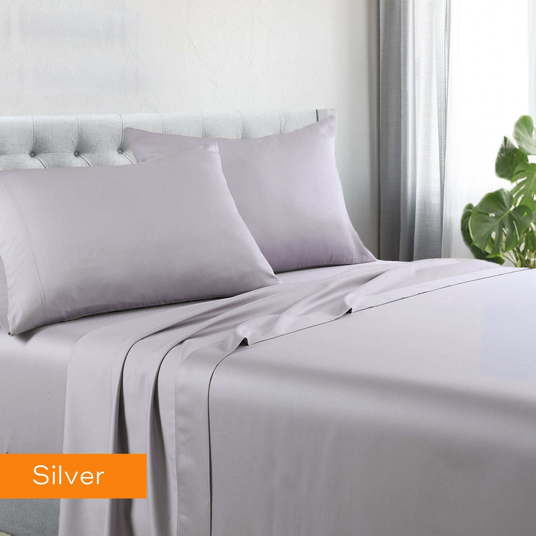 1200tc hotel quality cotton rich sheet set king silver - Newstart Furniture