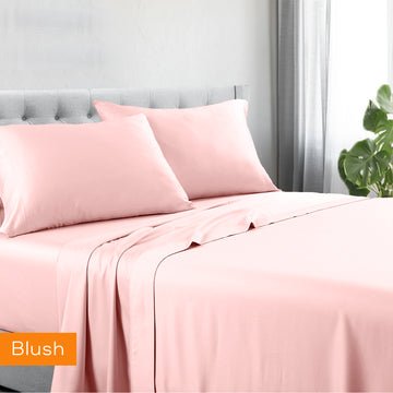 1200tc hotel quality cotton rich sheet set single blush - Newstart Furniture