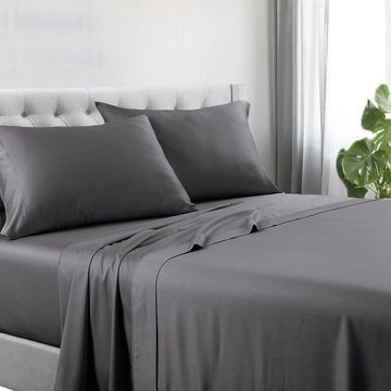 1200tc hotel quality cotton rich sheet set single charcoal - Newstart Furniture