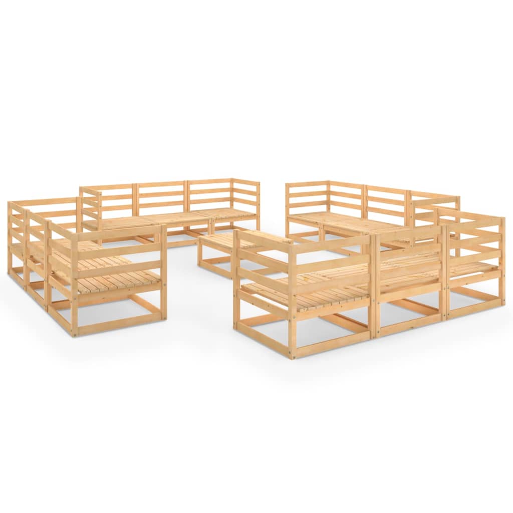 13 Piece Garden Lounge Set Solid Pinewood - Newstart Furniture